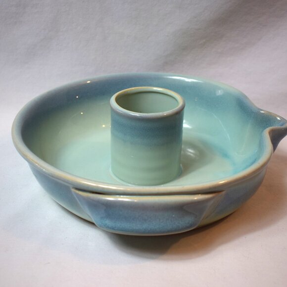 Vintage Tumbleweed Pottery Deep Dish Beer Can Chicken Roaster Cooker Teal - Picture 5 of 6